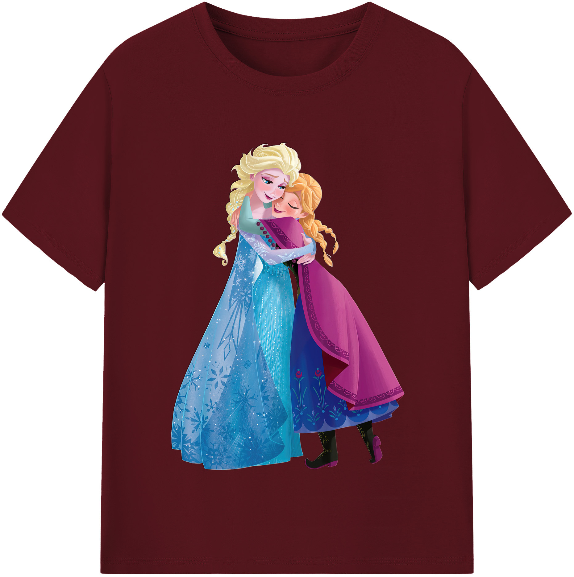 （画像用） アナと雪の女王 アンナ エルサ Frozen Anna Elsa 綿100％半袖Tシャツ（フロントプリント）